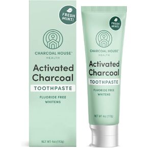Activated Charcoal Whitening Toothpaste | Made in USA, Fluoride Free, Natural Ingredients, Whiten Teeth, Cigarette & Coffee Stains, Bad Breath Remover, Fresh Mint Flavor