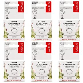 RADIUS Clove Cardamom Dental Floss 55 Yards Vegan & Non-Toxic Oral Care Boost & Designed to Help Fight Plaque Clear - Pack of 6