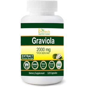 Graviola Extract- 2000 mg Vegetable Capsules, 120 Count