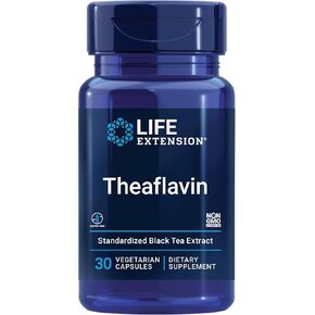 Life Extension Theaflavin Standardized Extract – Tea Leaf Flavonoids, Arterial Health Support, Helps Maintain Already-Heathy Cholesterol – Gluten-Free, Non-GMO, Vegetarian – 30 Capsules