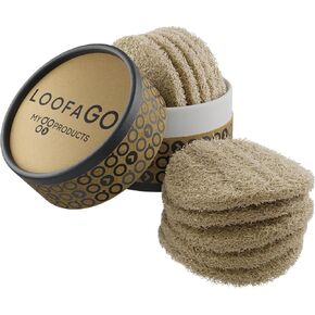 LoofaGO All-purpose Natural Loofah Scrub Sponges, Biodegradable, Eco-friendly for Kitchen, Shower, Bath, Skin, Facial, Body, and More (Pack of 10)