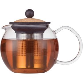 Bodum 1801-16 ASSAM Tea Press, Permanent Filter, Glass Handle, 1.0 L/34 oz) - Black/transparent
