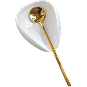 Coffee Spoon Rest, Mini Coffee Spoon Holder, Small Ceramic Spoon Rest for Coffee Stirrers, Teaspoon, Bar Spoon, Coffee Bar Accessories, Coffee Station (Ture black+Black Spoon) (Ture black+black Spoon)