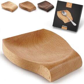 Zulay Acacia Wood Spoon Rest For Kitchen - Smooth Wooden Spoon Holder For Stovetop With Non Slip Silicone Feet - Perfect Holder For Spatulas, Spoons, Tongs & More