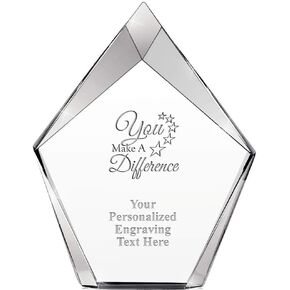 8" You Make A Difference Vertex Prism Crystal Award, Personalized with Your Own Engraving You Make A Difference Trophy Crystal, Engraving Included, Prime