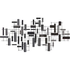 CosmoLiving by Cosmopolitan Metal Geometric Home Wall Decor 3D Stripes Wall Sculpture, Wall Art 60" x 1" x 30", Black
