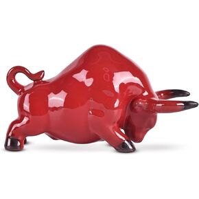 Bull Statue -Art Decor Bull, Cow Figure Statues Ox Sculptures for Home Living Room Office Decoration, Symbol of Career and Wealth Decor Collectible Gift (Red Bullfighting-A)
