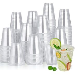 Turbo Bee 320 Pack 12oz Clear Plastic Cups,Disposable Drinking Cups,Transparent Hot and Cold Drink Container for Water, Juice, Soda, Milk