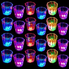 Light Up Shot Glasses Set of 24 Shot Cups for Party Favors Adults Guests Party Cups Led Shot Glasses Glow in the Dark Party Supplies Party Decorations for Birthday, Night Club, Christmas, Halloween