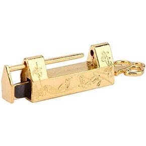 Padlock Chinese Vintage Mini Antique Retro Magpie Flowers Combination Lock for Furniture Drawer Luggage with Key(Gold)