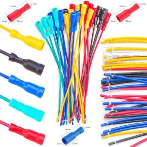 Insulated Male Crimp Bullet Connector Terminal 4mm Bullet Diameter, 18AWG Red/Black/Yellow/Blue/Green Pre-crimped Cable Length of 10/30/50/100CM Wire Pack of 5pcs (Bullet M-10CM)