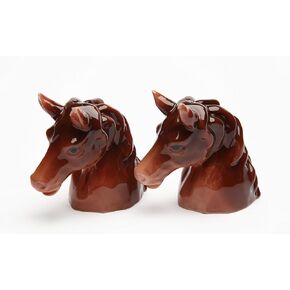 Cosmos Gifts Ceramic Horse Salt and Pepper Set, 3-5/8-Inch, Brown