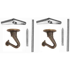 2 Sets Swag Ceiling Hooks - Heavy Duty Swag Hook with Hardware for Hanging Plants Ceiling Installation Cavity Wall Fixing Bronze
