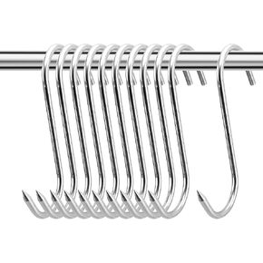 10 Pcs Meat Hanging Hooks 8 inch, Stainless Steel Meat Hooks10mm Diameter, Heavy Duty S Meat Hanging Hooks for butchering, Smoking, Drying, Cooking, Grilling, BBQ