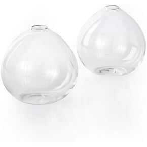 Serene Spaces Living Set of 2 Clear Ball Bud Vase, Vintage Style Vase for Flowers, Measures 4" Tall and 4" Diameter