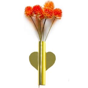 DEOTPSMI Wall-Mounted Flower Tube for Flower Display, Wall Metal Vase Decoration Holder (Gold, 1)