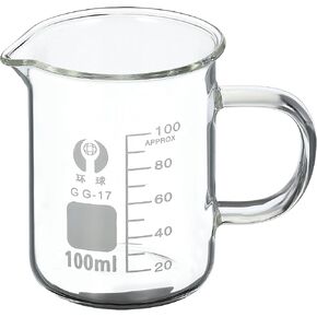 PATIKIL 50ml Glass Beaker with Handle, 3.3 Borosilicate Glass Graduated Printed Scale Measuring Cups with Spout for Kitchen Lab Liquids Transit Boiling