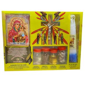 Home Blessing Kit Bottles, Cross & Candles from The Holy Land Jerusalem