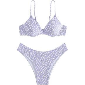 SHENHE Women's Floral Bathing Suit Underwire Swimsuit Spaghetti Strap 2 Piece Bikini Set