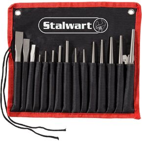 Punch And Chisel Set, 16 Pieces- Includes Taper Punches, Cold Chisels, Pin Punches, Center Punches, Chisel Gauge, and Storage Case- By Stalwart