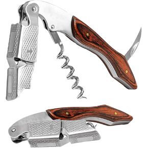 Wine Opener 2 Pack, Professional Wine Bottle Opener, Stainless Steel Wine Key Manual Waiters Corkscrew Wine Opener for Servers Bartender