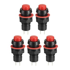 Self-Locking SPST Latching Push Button Switch 125V/2A 10mm /Red /5pcs