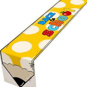 Yellow Pencil Table Runner Back to School Table Runners White Dots Pencils Table Design First Day of School Students Party Decoration for School Classroom