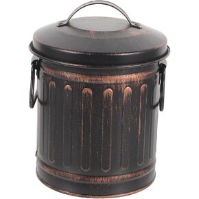 DOITOOL Retro Trash Can Container with Lid Vintage Stationary Iron Black Storage Can Fireplace Bucket for Ashes Indoor Coal Storage Bucket Small Iron Bucket Flower Arrangement Bucket Metal