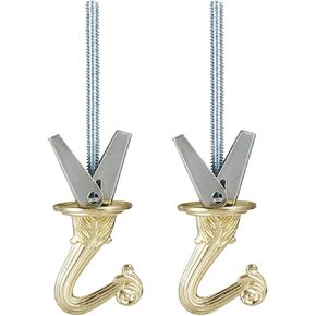 2 Packs Swag Ceiling Hooks - 1 1/2" Brass Finish Heavy Duty Swag Hook Kit for Hanging Plants, Basket and Canopy