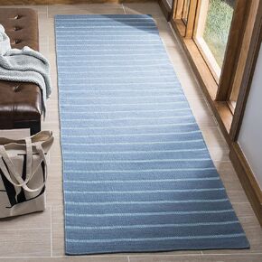 SAFAVIEH Dhurries Collection 2'6" x 8' Blue DHU313A Handmade Flatweave Premium Wool Runner Rug