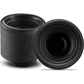 Cuisine Black Plastic Bowls - 5oz. (Pack of 100) - Durable & Microwave Safe - Perfect For Parties, Weddings, And Everyday Use