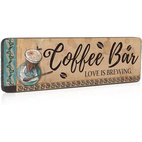 Coffee Bar Decor Wood Hanging Coffee Signs - Stylish Coffee Bar Wall Decor and Coffee Station Sign - Perfect Coffee Bar Signs Decor for Home or Office