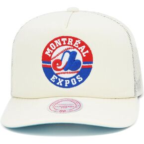Mitchell & Ness Montreal Expos Cooperstown MLB Evergreen Trucker Snapback Hat Cap - Off White in Saudi Arabia