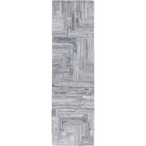 SAFAVIEH Abstract Collection Runner Rug - 2'3" x 8', Grey, Geometric Design, Ideal for High Traffic Areas in Entryway, Kitchen & Bathroom (ABT879F-28)