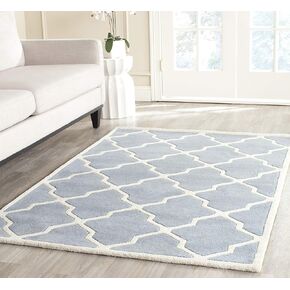 SAFAVIEH Chatham Collection 2'3" x 7' Dark Blue/Ivory CHT735C Handmade Trellis Premium Wool Runner Rug