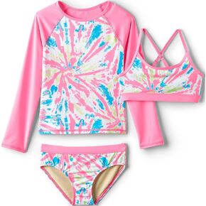 Lands' End Big Girls 3 Piece UPF 50 Sun Protection Rash Guard Set