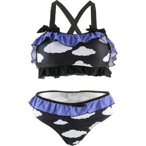 Womens Push Up Bikini Kawaii Bathing Suit Two Piece Could Print Swimsuit with Ruffles