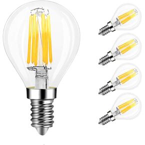 E14 6W G45 Dimmable LED Filament Bulb, 2700K Warm White 900LM Edison Candle Light Bulb, G45 Clear Glass Globe Cover, 60 Watt Equivalent, AC 110V,4-Pack