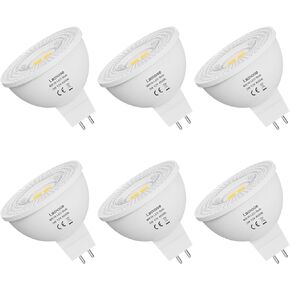 MR16 LED Bulb 5W, 35W to 50W Halogen Equivalent, AC/DC 12V Low Voltage MR16 GU5.3 Bulb Spotlights for Outdoor Landscape Flood Track Lighting, GU5.3 Bi Pin Base, 2700K Warm White, 6 Pack