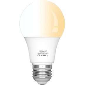 LUXON 5W A19 كاشف الرادار من الغسق إلى الفجر 50 وات مكافئ ذكي LED مصباح إضاءة داخلي خارجي مستشعر حركة لمبة تشغيل/إيقاف تلقائي E26 قاعدة بيضاء ناعمة 2700K