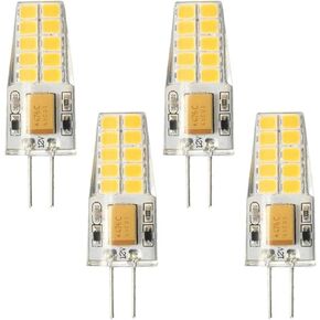 Lxcom Lighting 2.5W G4 led Light Bulbs AC/DC 12V G4 Mini LED Bulb(4 Pack)- 25W Halogen Light Bulbs Replacement Warm White 3000K JC T3 Lamp for Chandelier Display Puck Light Landscape Lighting