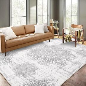 Small Area Rug 2x3 Medallion Entryway Rug Machine Washable Non Slip Floor Mat Vintage Distressed Doormat Non-Shedding Throw Rug for Bedroom Entrance, Navy