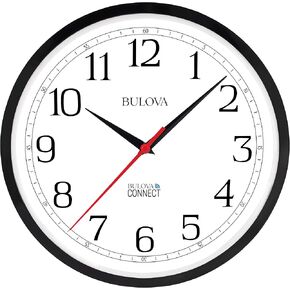 Bulova Precision Connect Wall Clock C5000, 12.5", Black and White