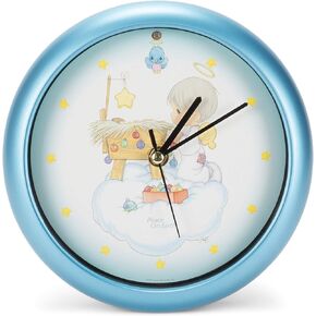 Mark Feldstein Peace On Earth Precious Moments Blue 8 x 8 Holiday Hanging Wall Clock