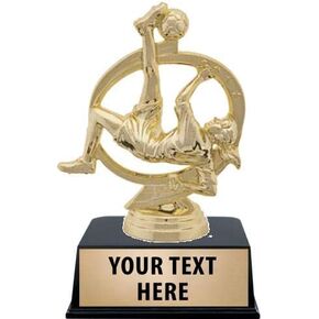 Crown Awards Soccer Trophies with Custom Engraving, 6" Personalized Gold Soccer Player Female Trophy On Black Base Prime