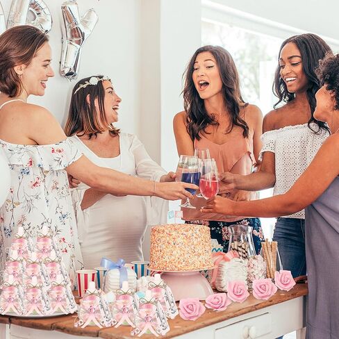 154 قطعة من هدايا استحمام الطفل للفتيات، 48 قطعة من زجاجات الأطفال الوردية الصغيرة، 48 فتاحة زجاجات على شكل سلسلة مفاتيح ببصمة القدم، 48 قطعة من علامات الشكر، 10 قطع من الزهور الاصطناعية للفتيات، ديكور حفلات استحمام الطفل الوردي in Kuwait