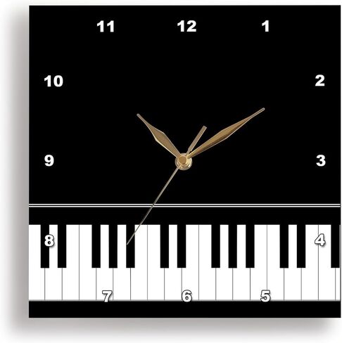 3dRose Black Piano Edge - Baby Grand Keyboard Music Design for Pianist Musical Player and Musician Gifts - Wall Clock, 10 by 10-Inch (DPP_112947_1) in Saudi Arabia