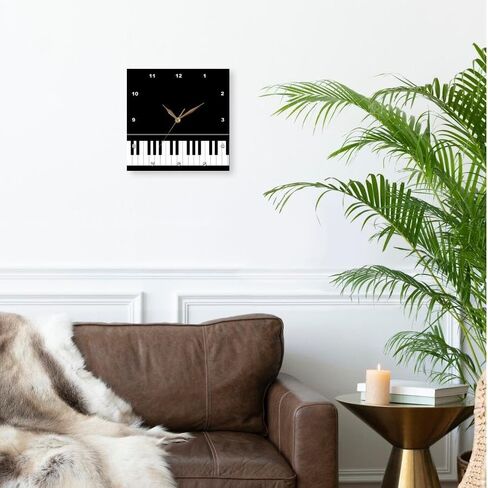 3dRose Black Piano Edge - Baby Grand Keyboard Music Design for Pianist Musical Player and Musician Gifts - Wall Clock, 10 by 10-Inch (DPP_112947_1) in Saudi Arabia