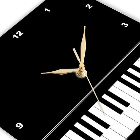 3dRose Black Piano Edge - Baby Grand Keyboard Music Design for Pianist Musical Player and Musician Gifts - Wall Clock, 10 by 10-Inch (DPP_112947_1) in Saudi Arabia