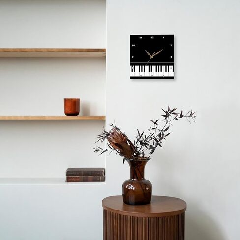3dRose Black Piano Edge - Baby Grand Keyboard Music Design for Pianist Musical Player and Musician Gifts - Wall Clock, 10 by 10-Inch (DPP_112947_1) in Saudi Arabia
